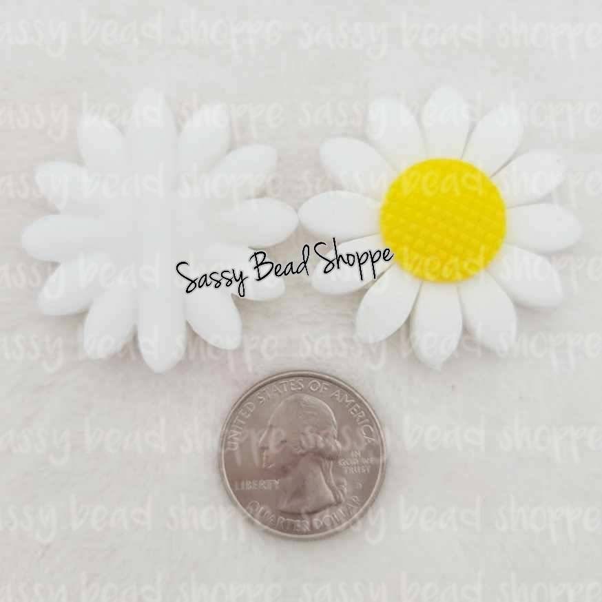 40mm White Daisy LARGE Beads - Sassy Bead Shoppe