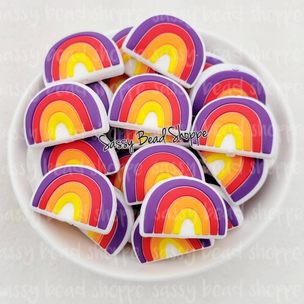 Rainbow Beads, Purple Red Orange Yellow - Sassy Bead Shoppe