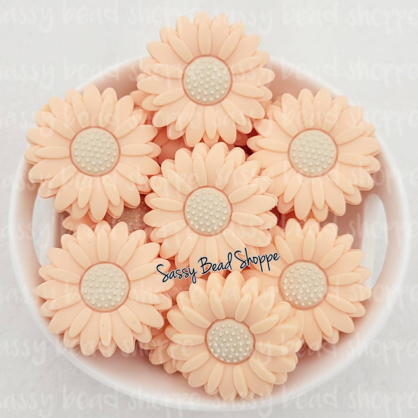 30mm Big Peach Daisy Beads - Sassy Bead Shoppe