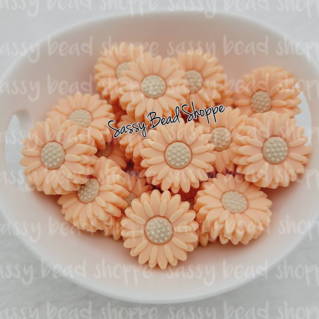 20mm Peach Daisy Focal Bead - Sassy Bead Shoppe