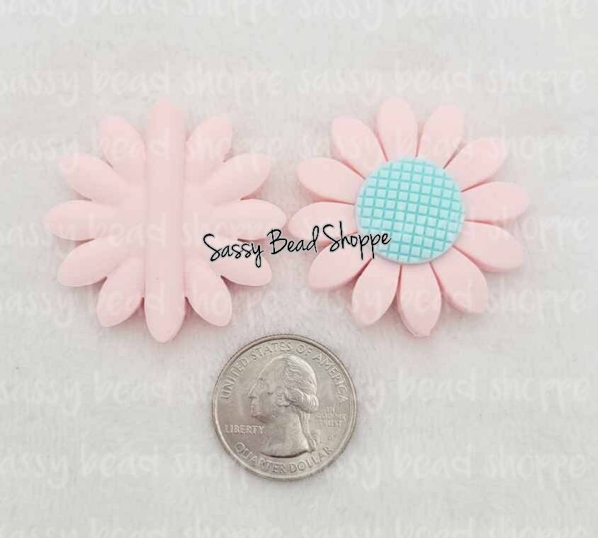40mm Pink Daisy LARGE Beads - Sassy Bead Shoppe