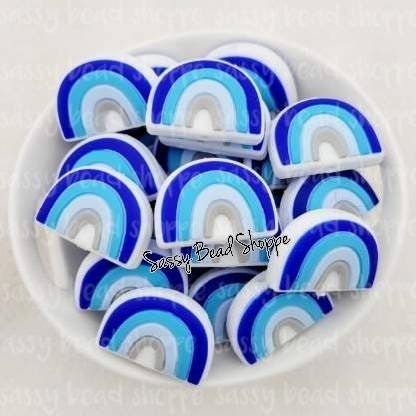 Rainbow Beads, Royal Blue Grey - Sassy Bead Shoppe