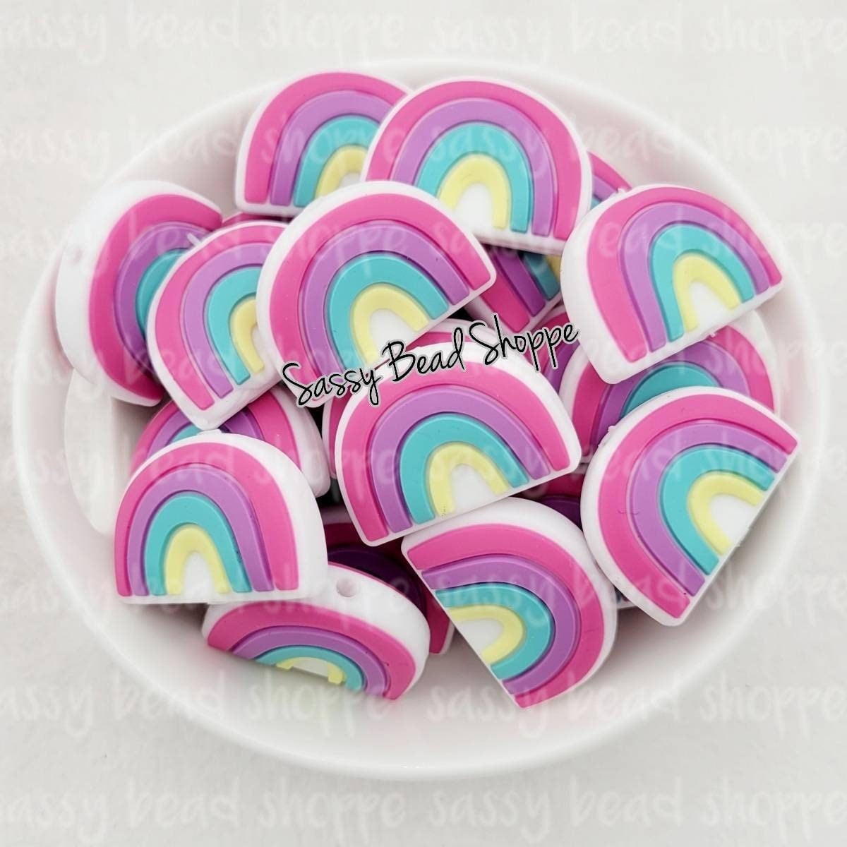 Rainbow Beads, Pink Lavender Turquoise Yellow - Sassy Bead Shoppe