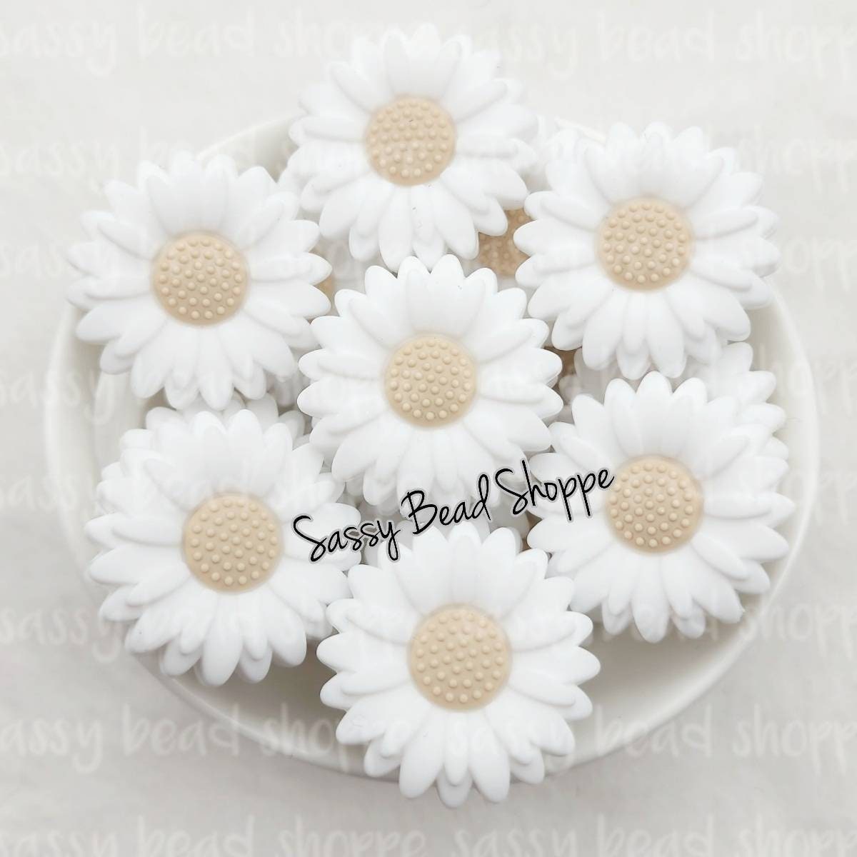 30mm Big White Daisy Bead - Sassy Bead Shoppe