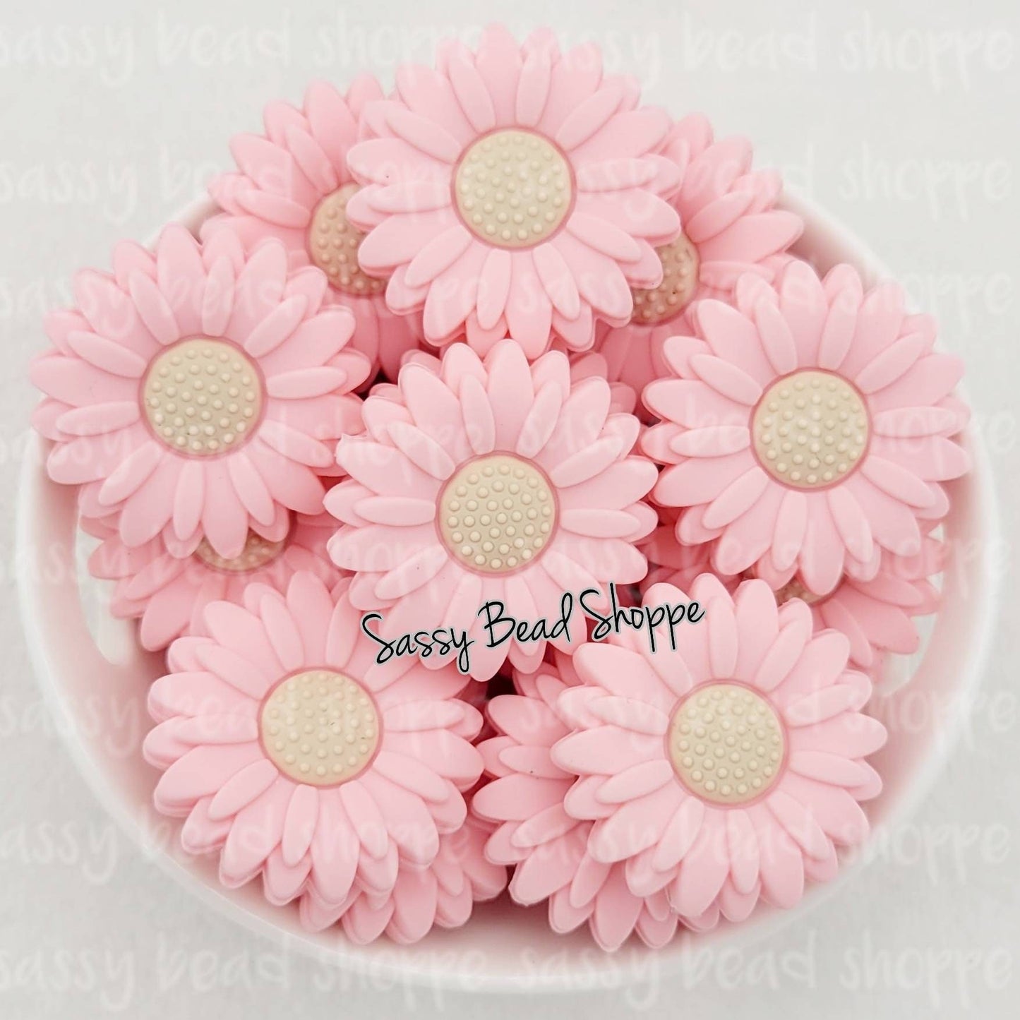 30mm Big Pink Daisy Beads - Sassy Bead Shoppe