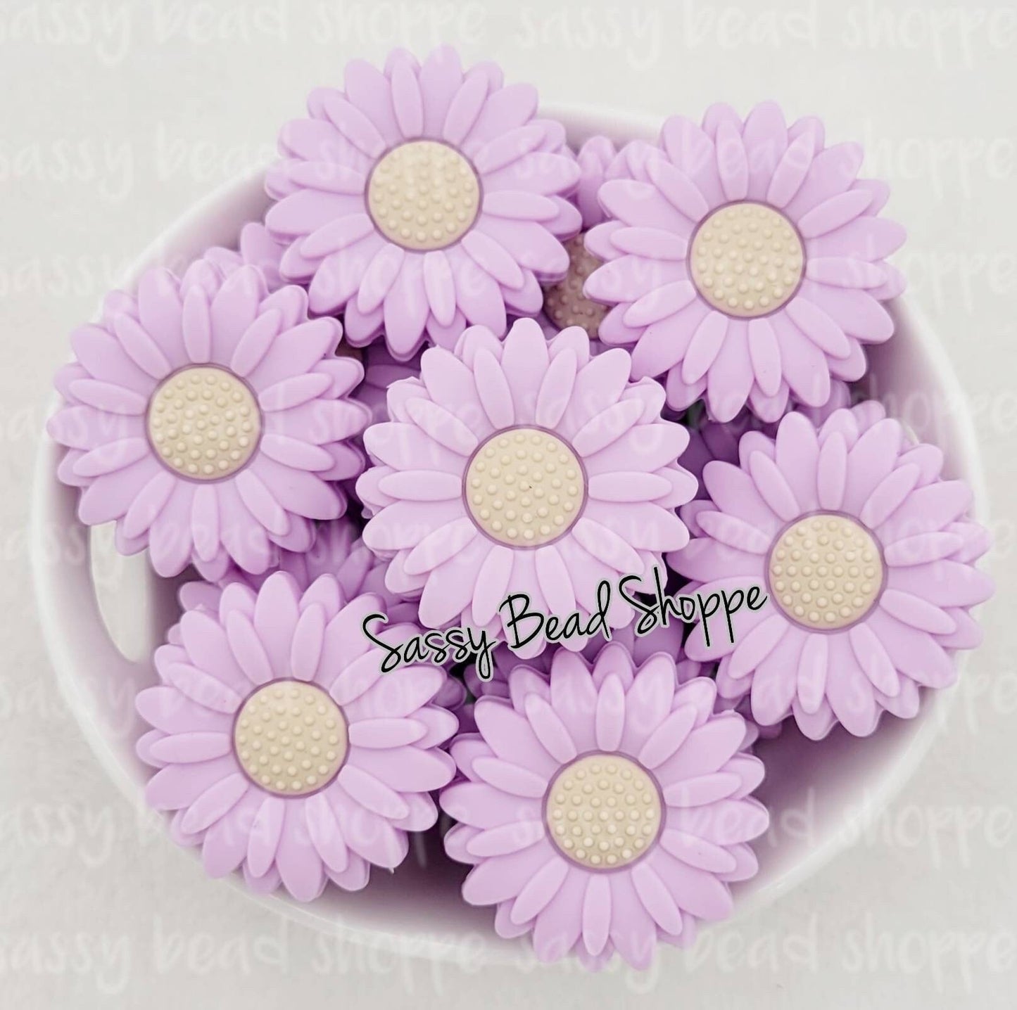 30mm Big Lilac Daisy Beads - Sassy Bead Shoppe