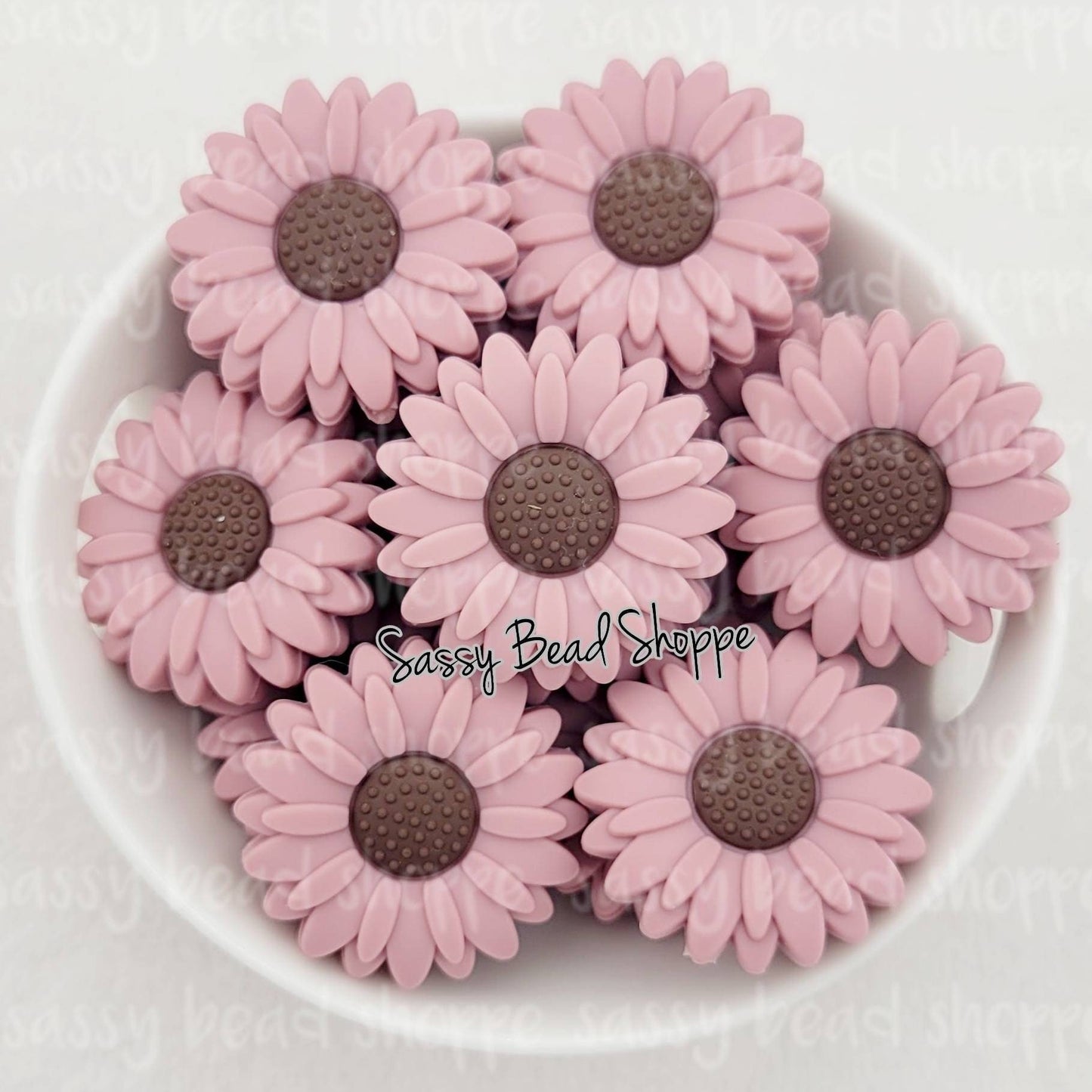 30mm Big Blush Mauve Daisy Beads - Sassy Bead Shoppe