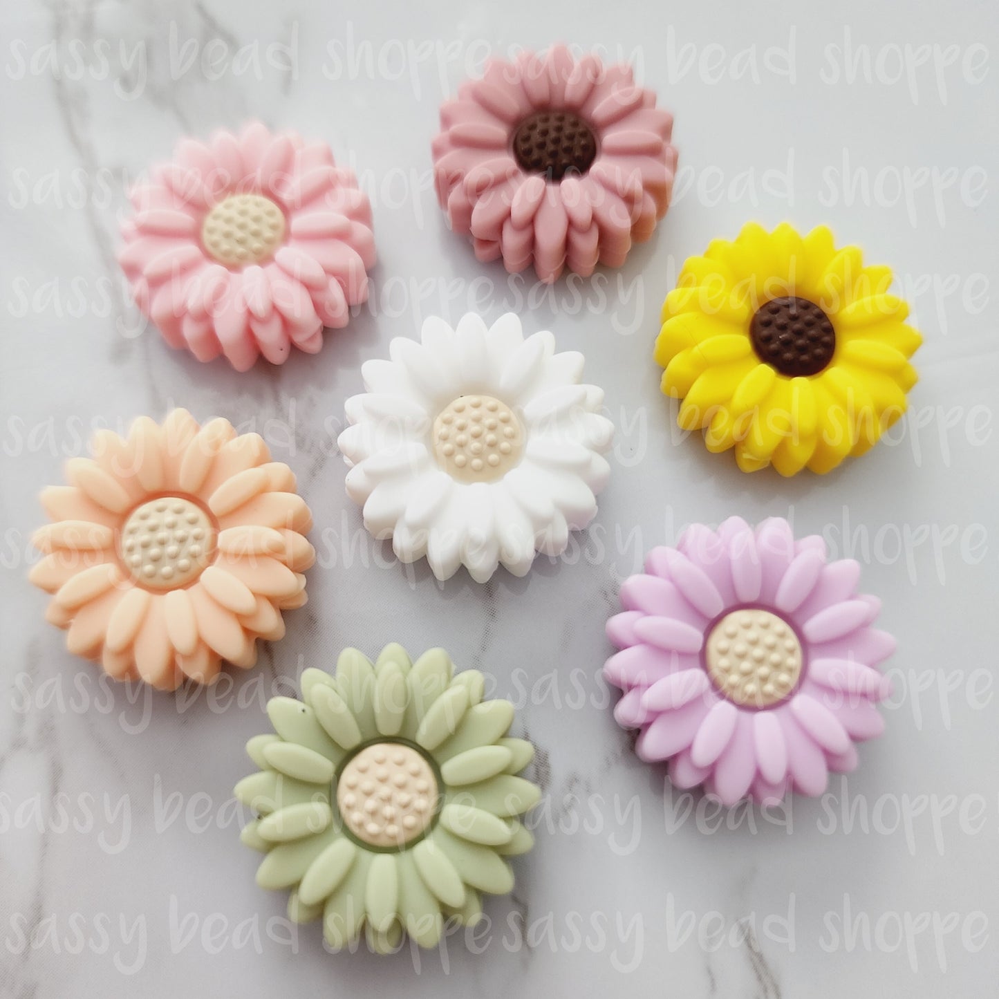 20mm Dusty Blue Daisy Focal Beads - Sassy Bead Shoppe