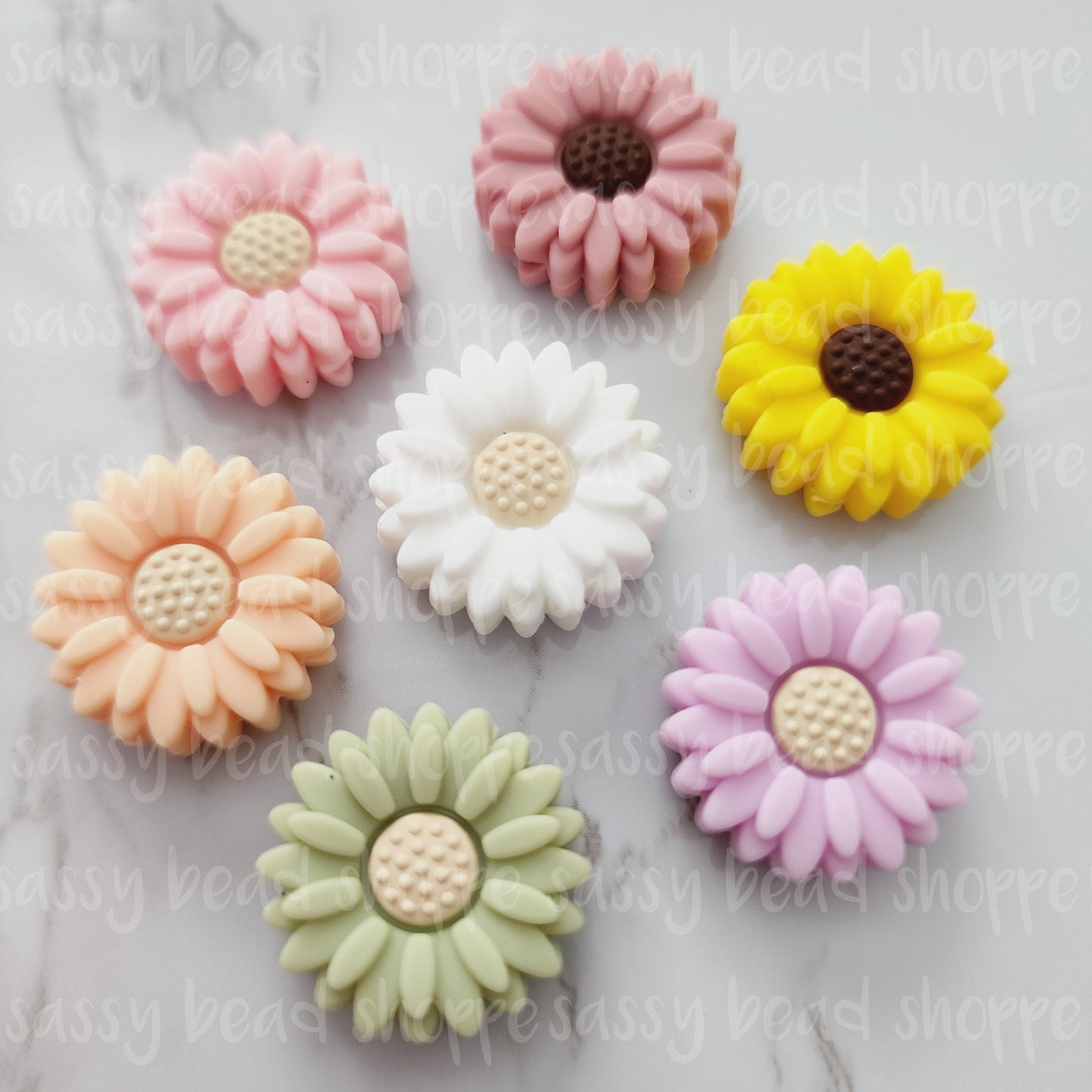 20mm Mauve Daisy Focal Beads - Sassy Bead Shoppe