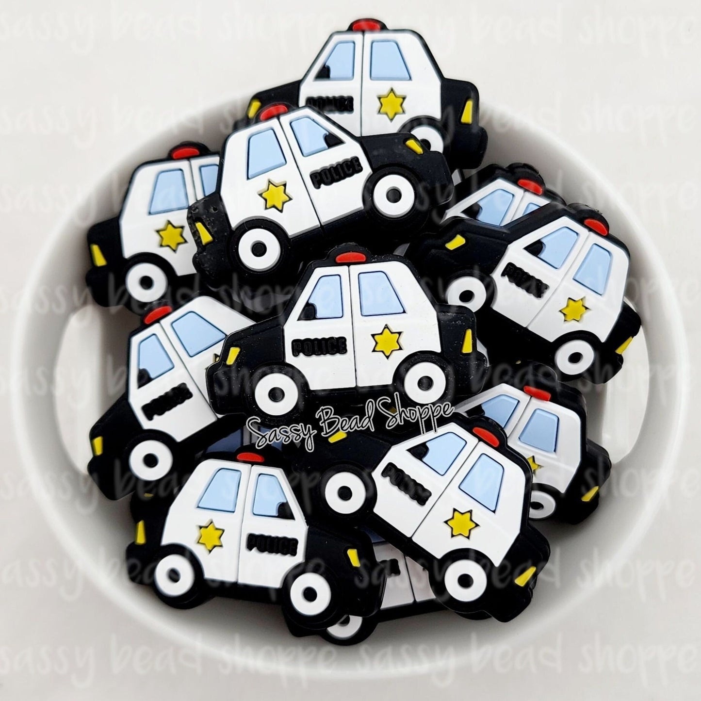 Police Car Focal Bead - Sassy Bead Shoppe
