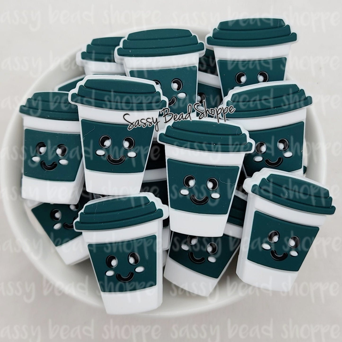 Hunter Green Coffee Cup Bead - Sassy Bead Shoppe