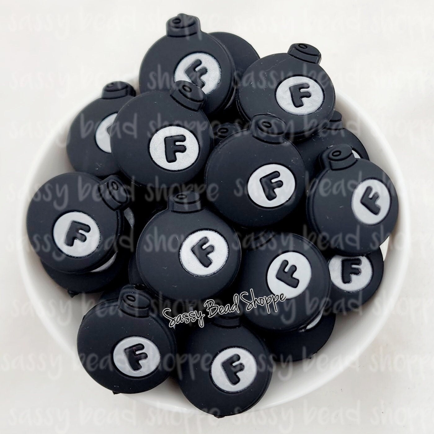 Black F Bomb Bead - Sassy Bead Shoppe