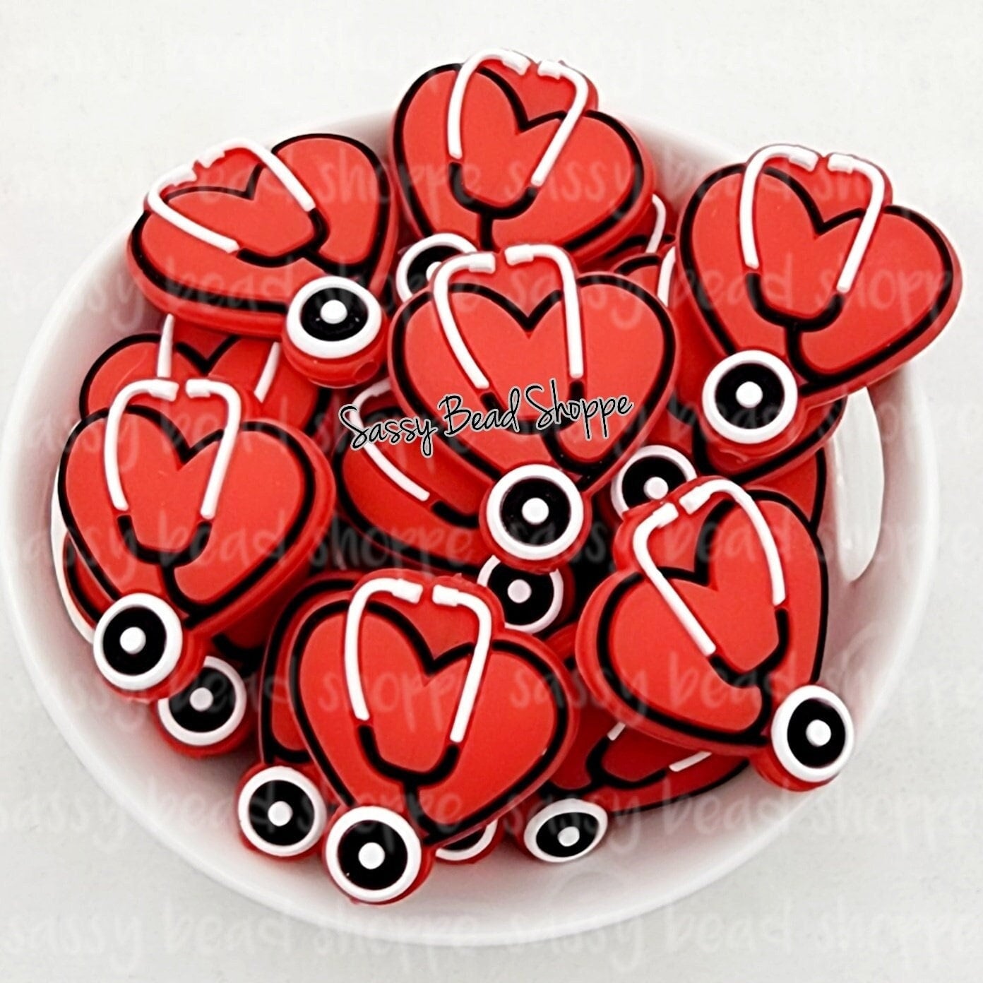 Red Heart Stethoscope Bead - Sassy Bead Shoppe
