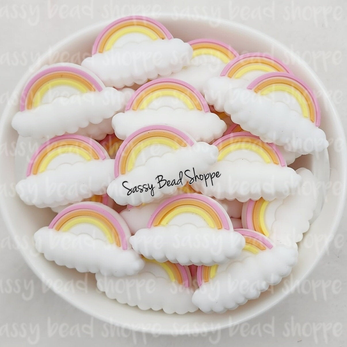 Rainbow Cloud Focal Bead, Pink Peach Yellow - Sassy Bead Shoppe