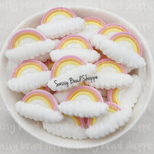 Rainbow Cloud Focal Bead, Pink Peach Yellow - Sassy Bead Shoppe