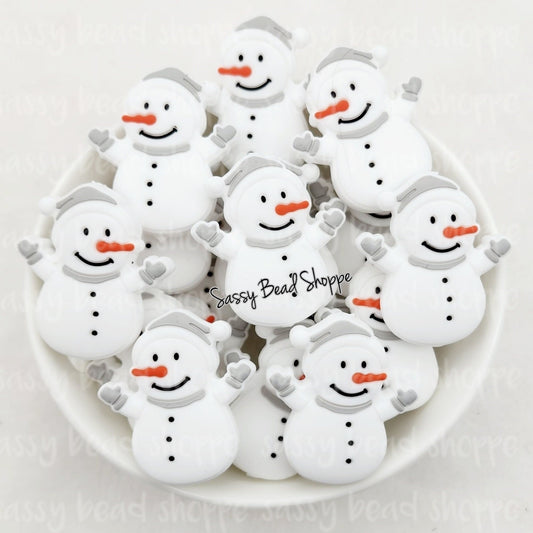 Gray Snowman Focal Bead - Sassy Bead Shoppe