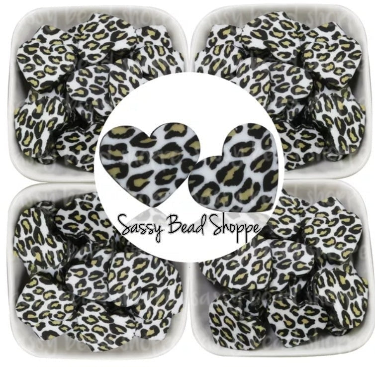 20mm Leopard Heart Focal Bead - Sassy Bead Shoppe