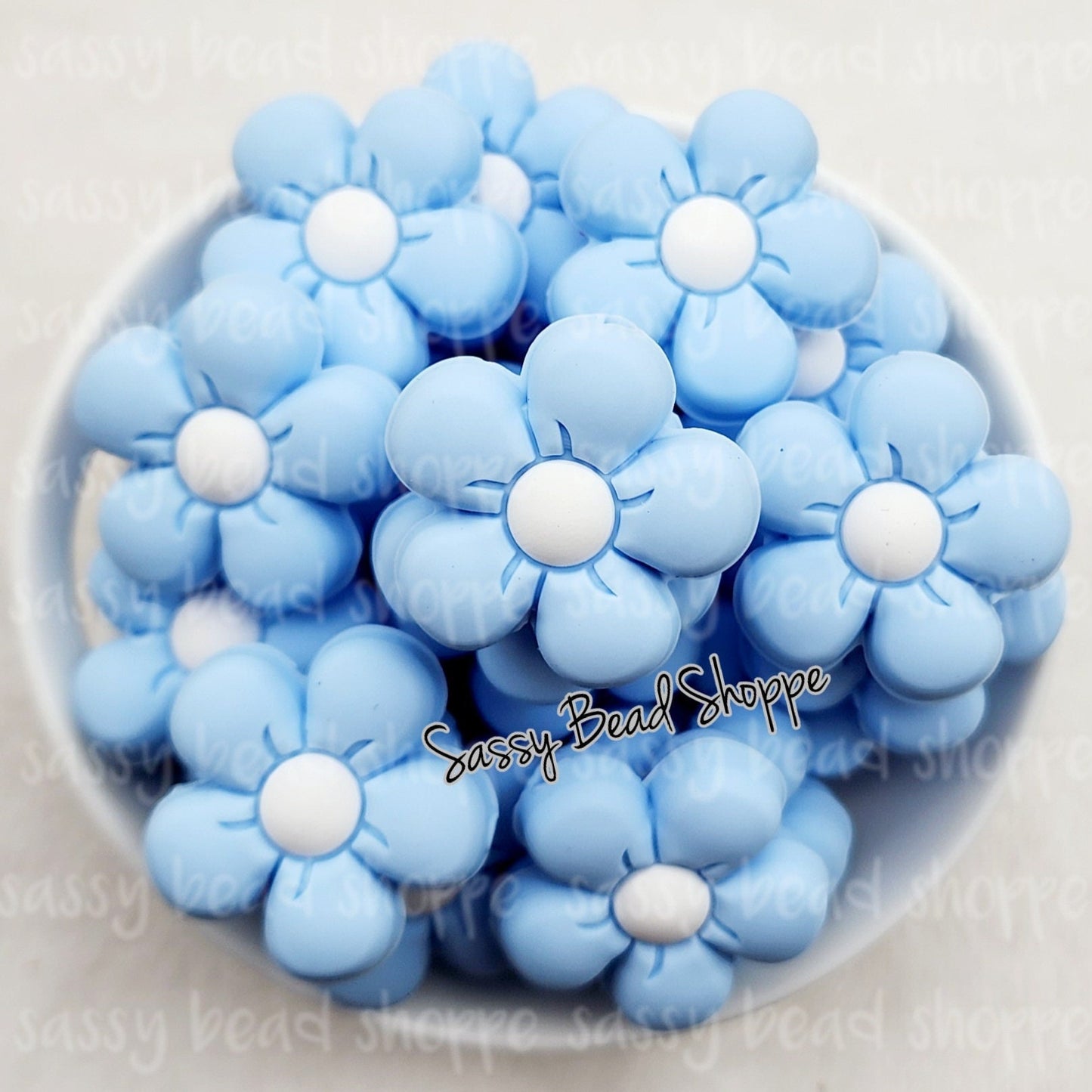 Light Blue Flower Beads - Sassy Bead Shoppe