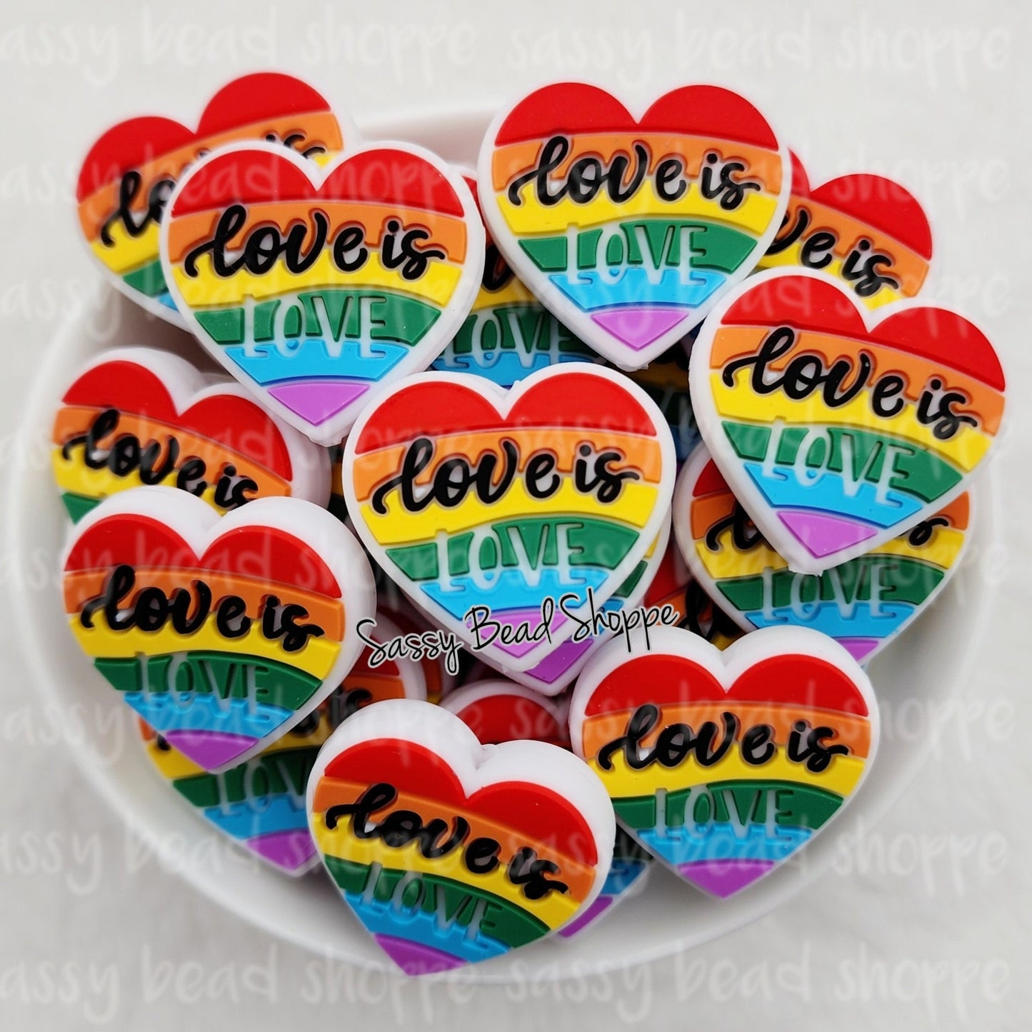 Love Is Love Heart Beads - Sassy Bead Shoppe