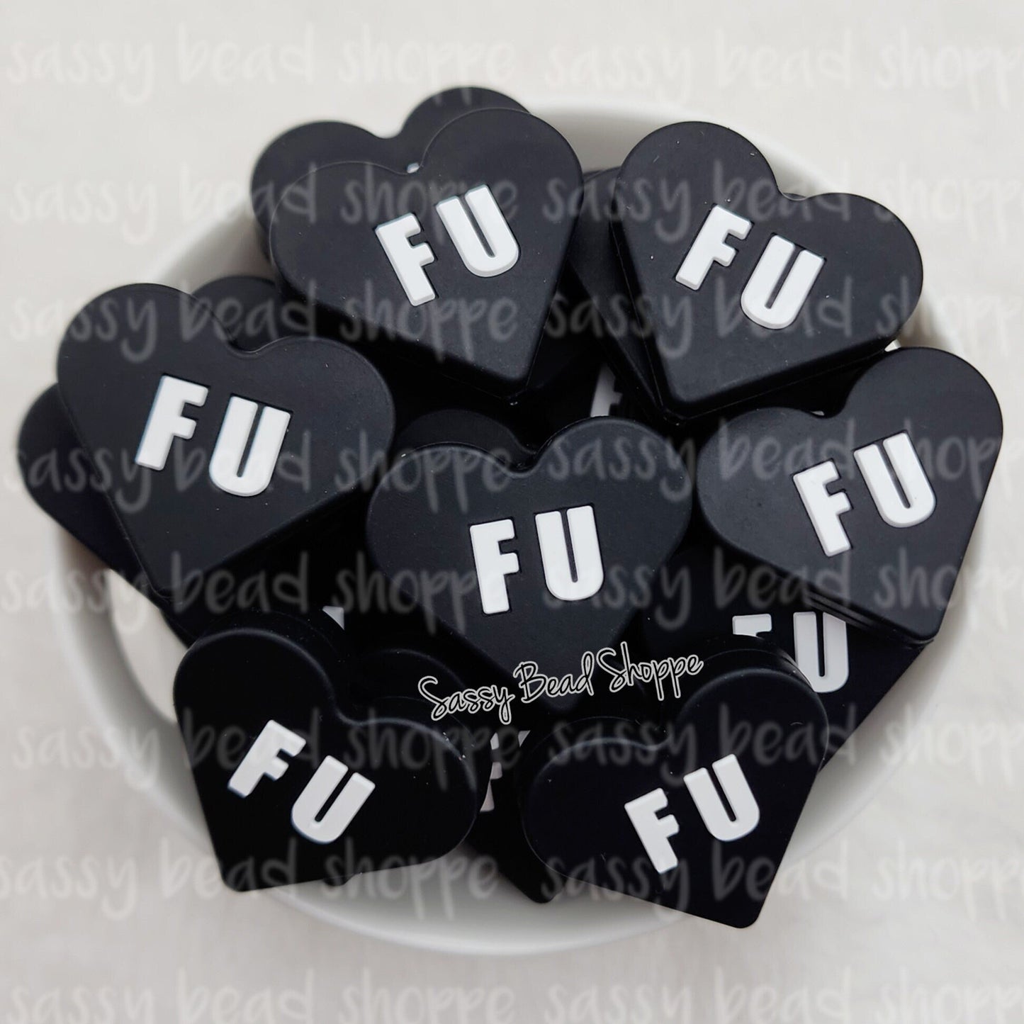 FU Black Heart Beads - Sassy Bead Shoppe