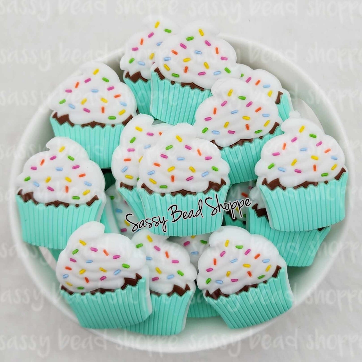 Mint Cupcake Beads - Sassy Bead Shoppe