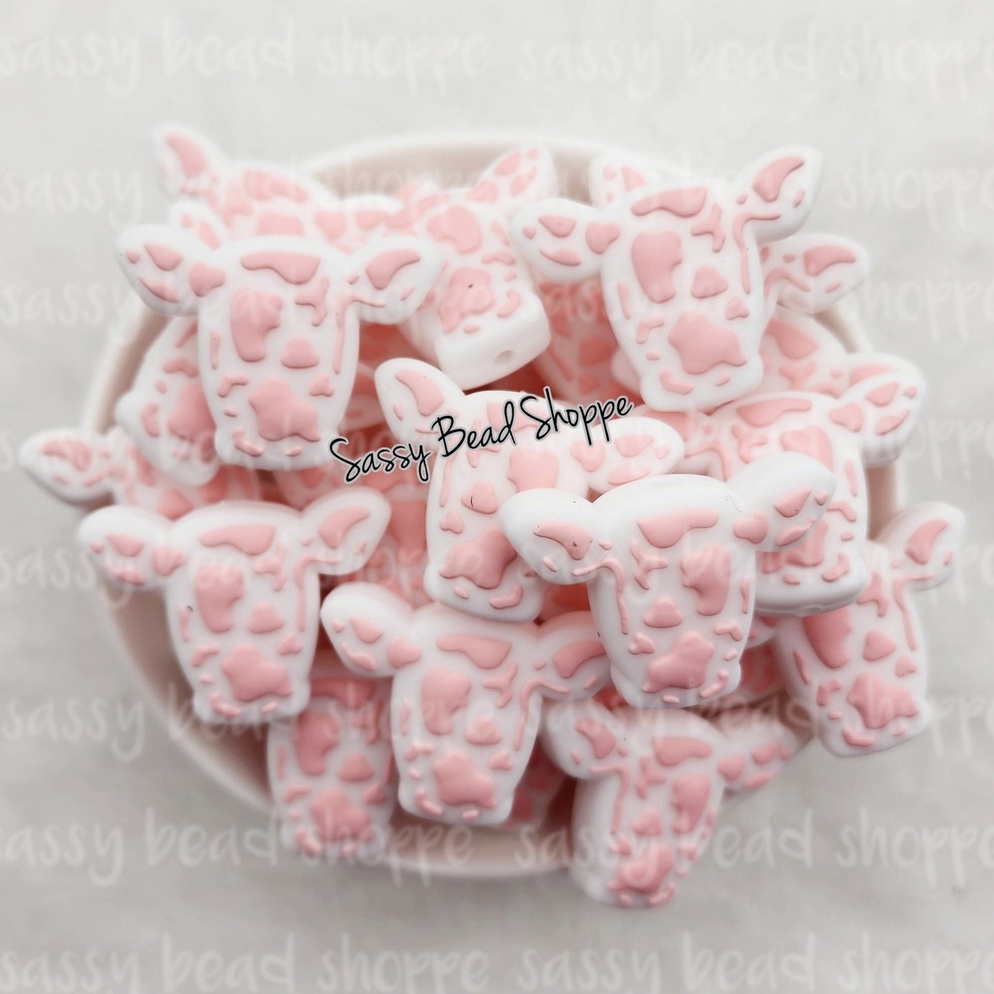 Pink Cow Head Focal Bead - Sassy Bead Shoppe