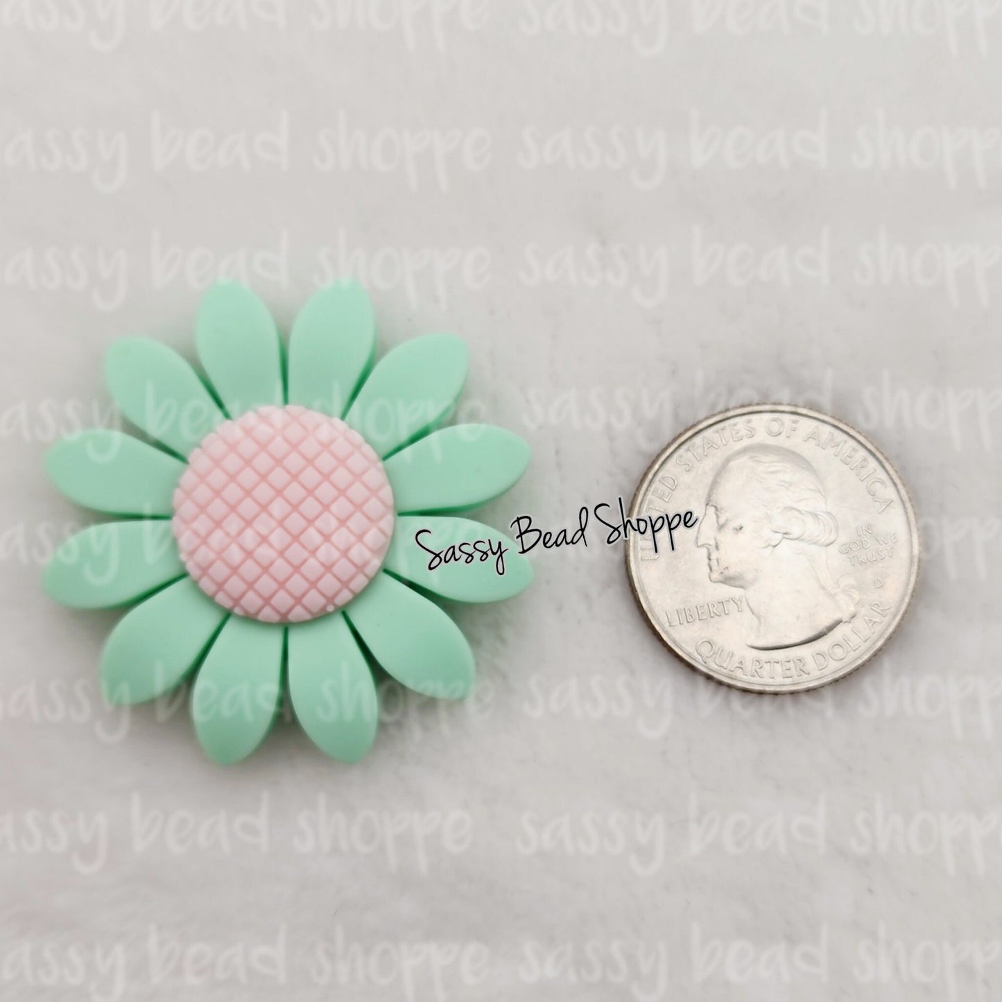 40mm Mint Daisy LARGE Beads - Sassy Bead Shoppe