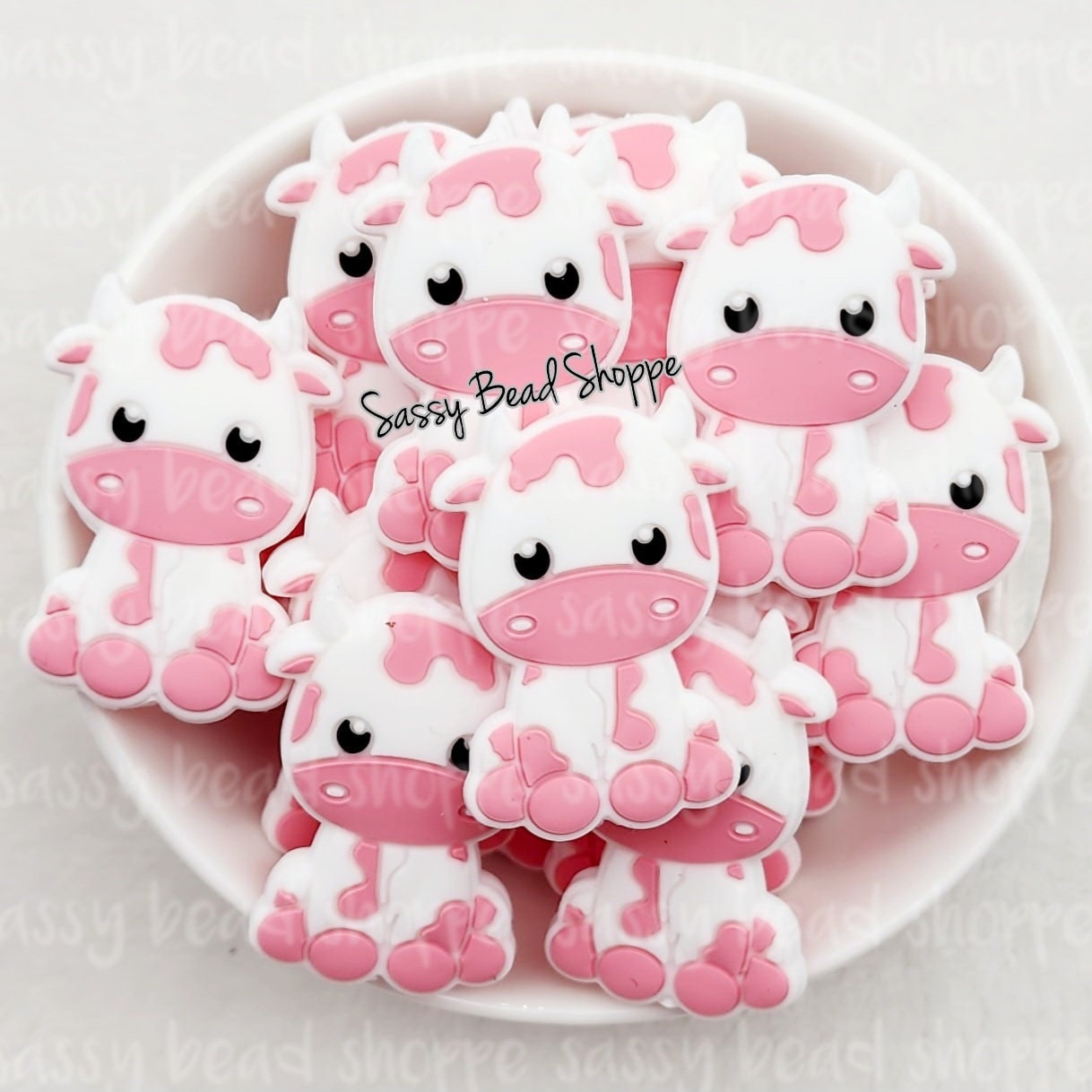 Pink Cow Focal Bead - Sassy Bead Shoppe