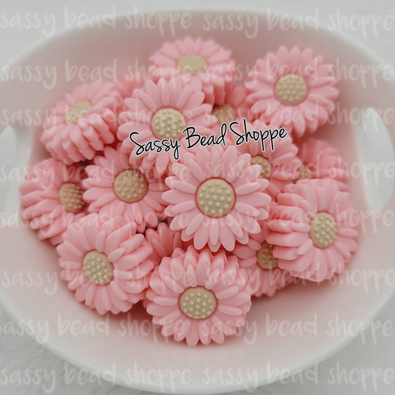 20mm Pink Daisy Focal Bead - Sassy Bead Shoppe