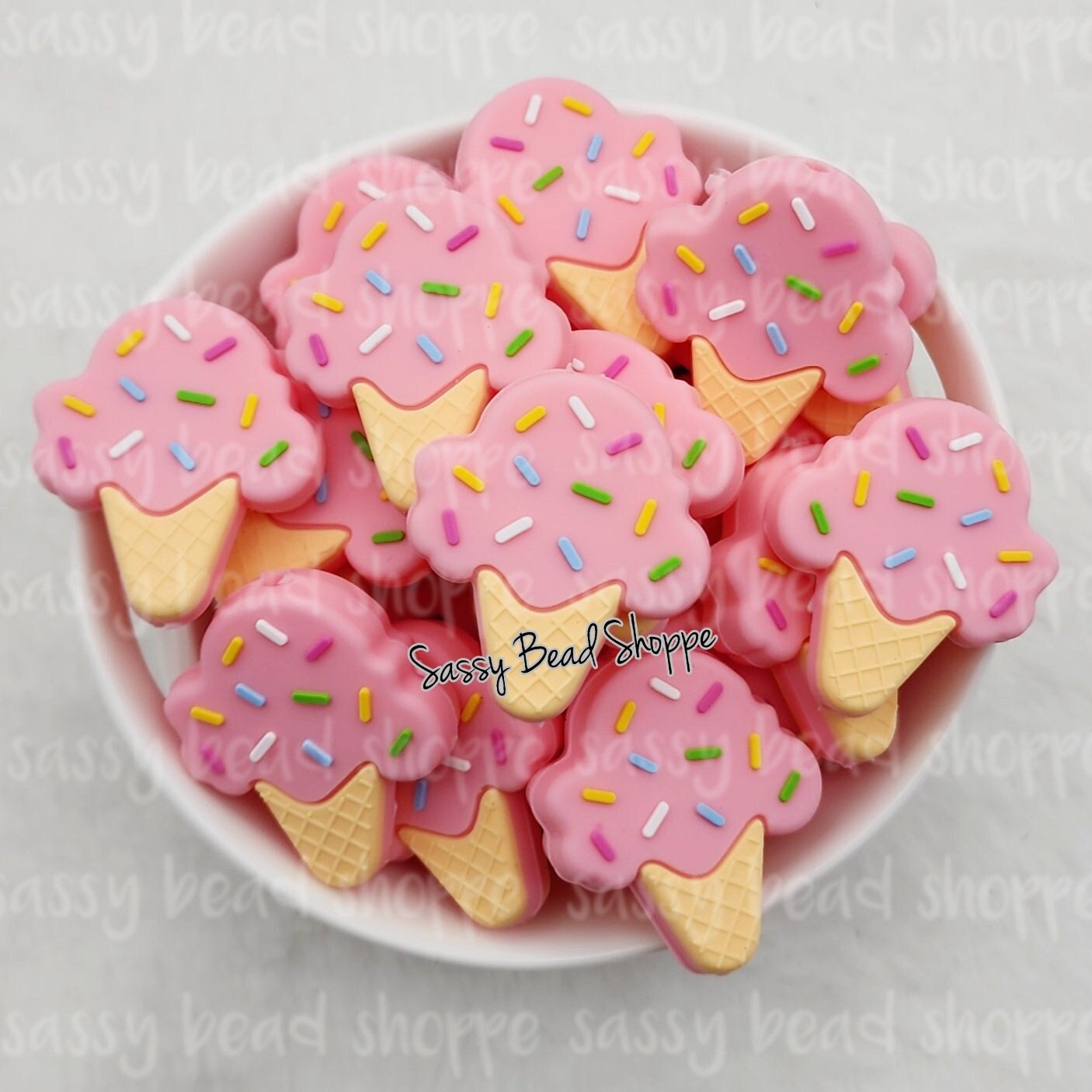 Pink Ice Cream Cone Beads - Sassy Bead Shoppe
