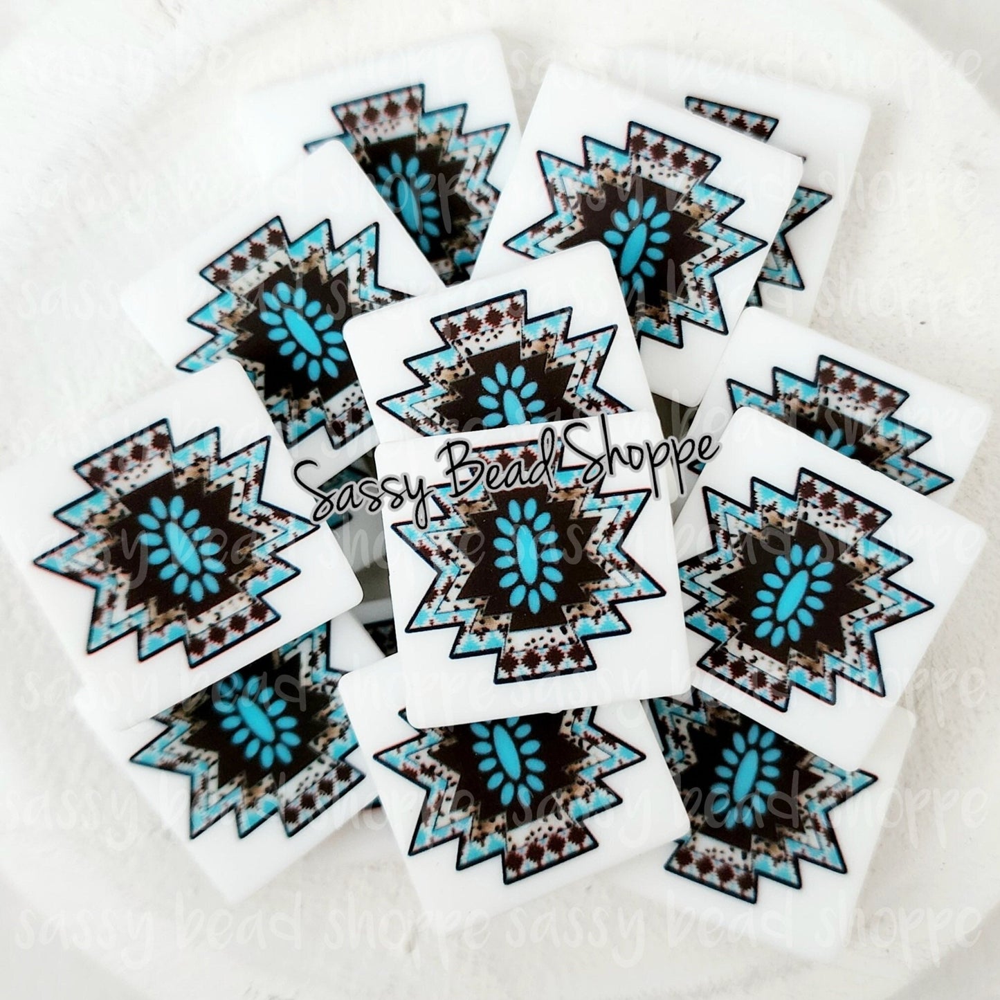 Blue Aztec Focal Beads - Sassy Bead Shoppe