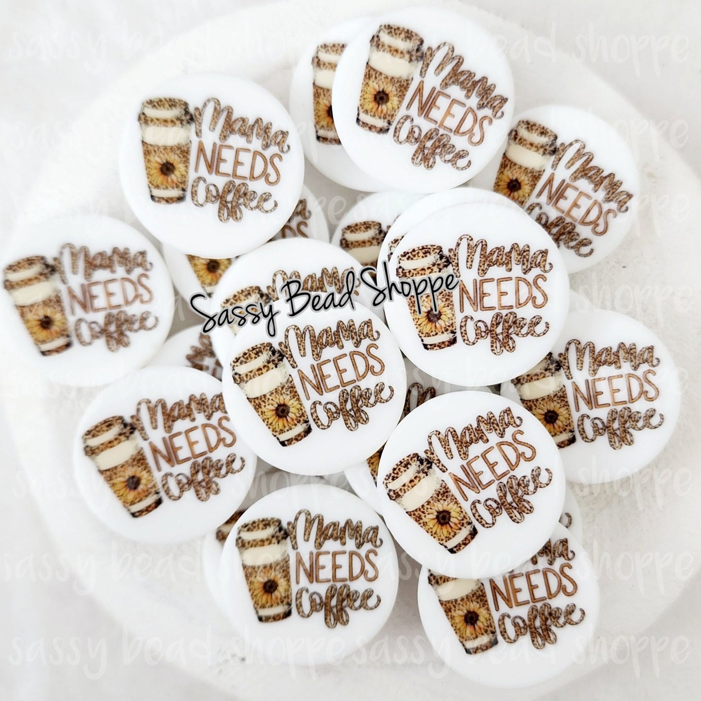 Sunflower Moma Needs Coffee Focal Beads - Sassy Bead Shoppe