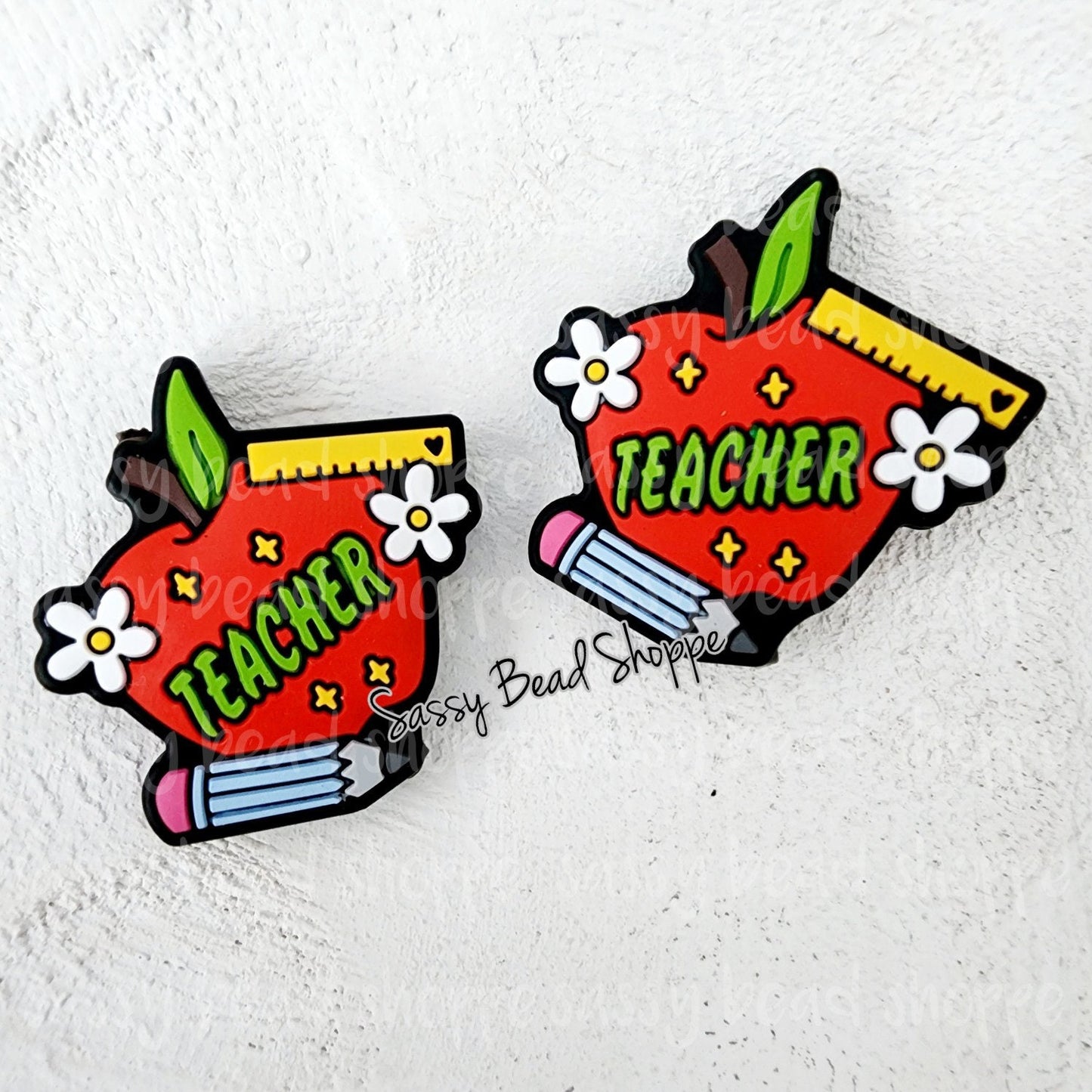 Teacher Apple Focal Beads - Sassy Bead Shoppe
