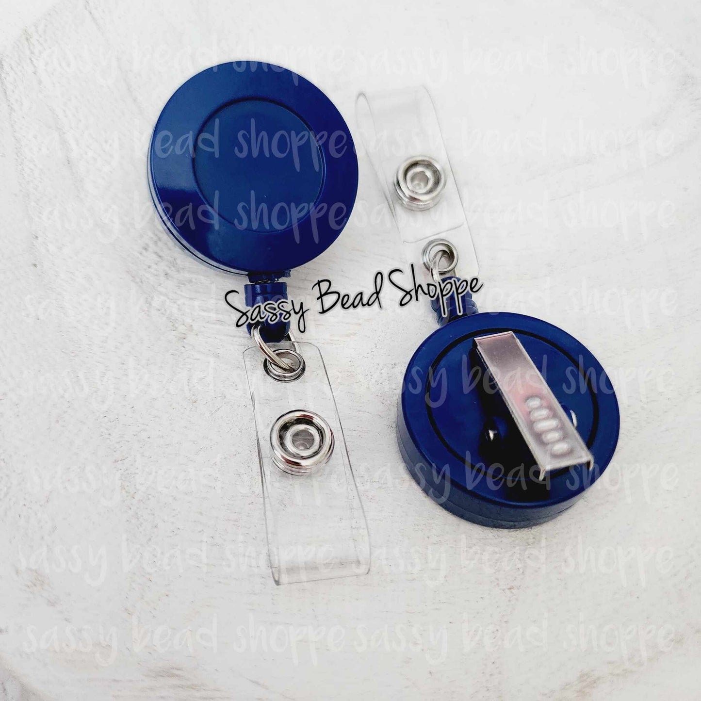 Navy Badge Reel - Sassy Bead Shoppe