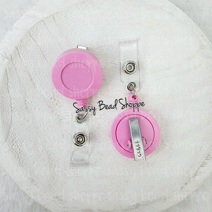 Sassy Bead Shoppe Pink Badge Reel