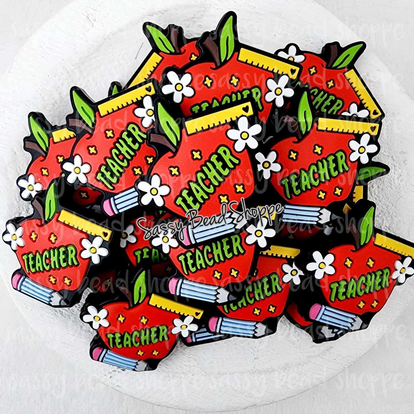 Teacher Apple Focal Beads - Sassy Bead Shoppe