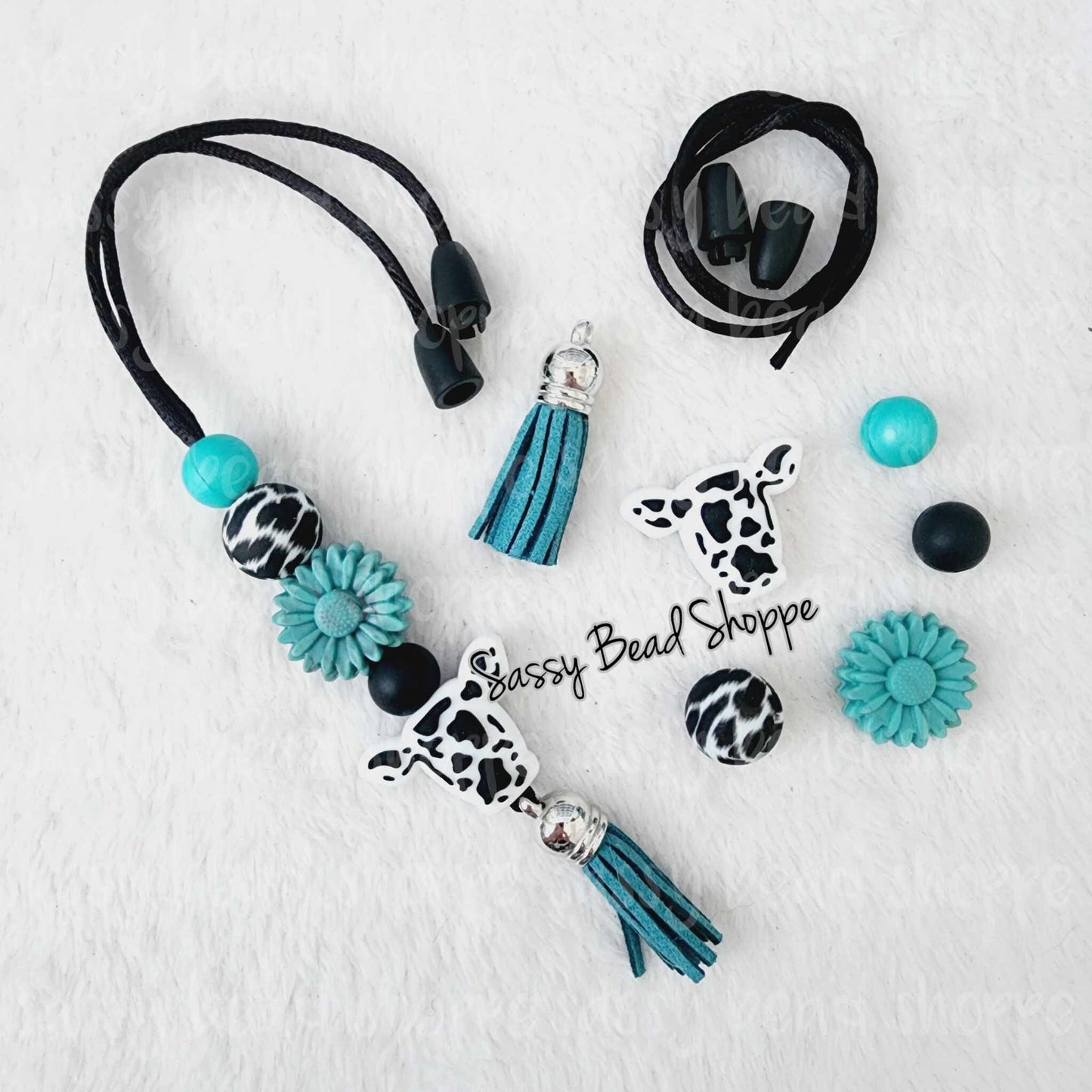 Western Cow Black Car Charm Kit - Sassy Bead Shoppe