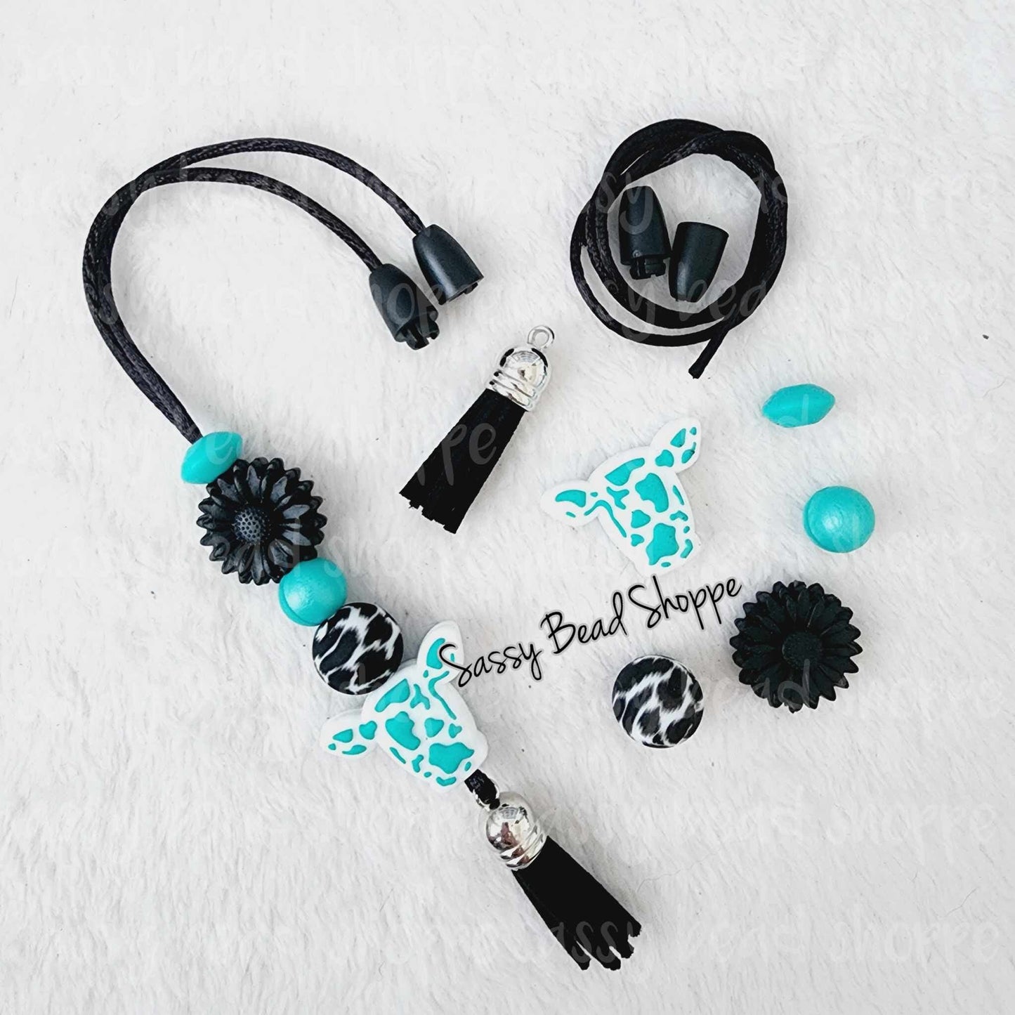Western Cow Turquoise Car Charm Kit - Sassy Bead Shoppe
