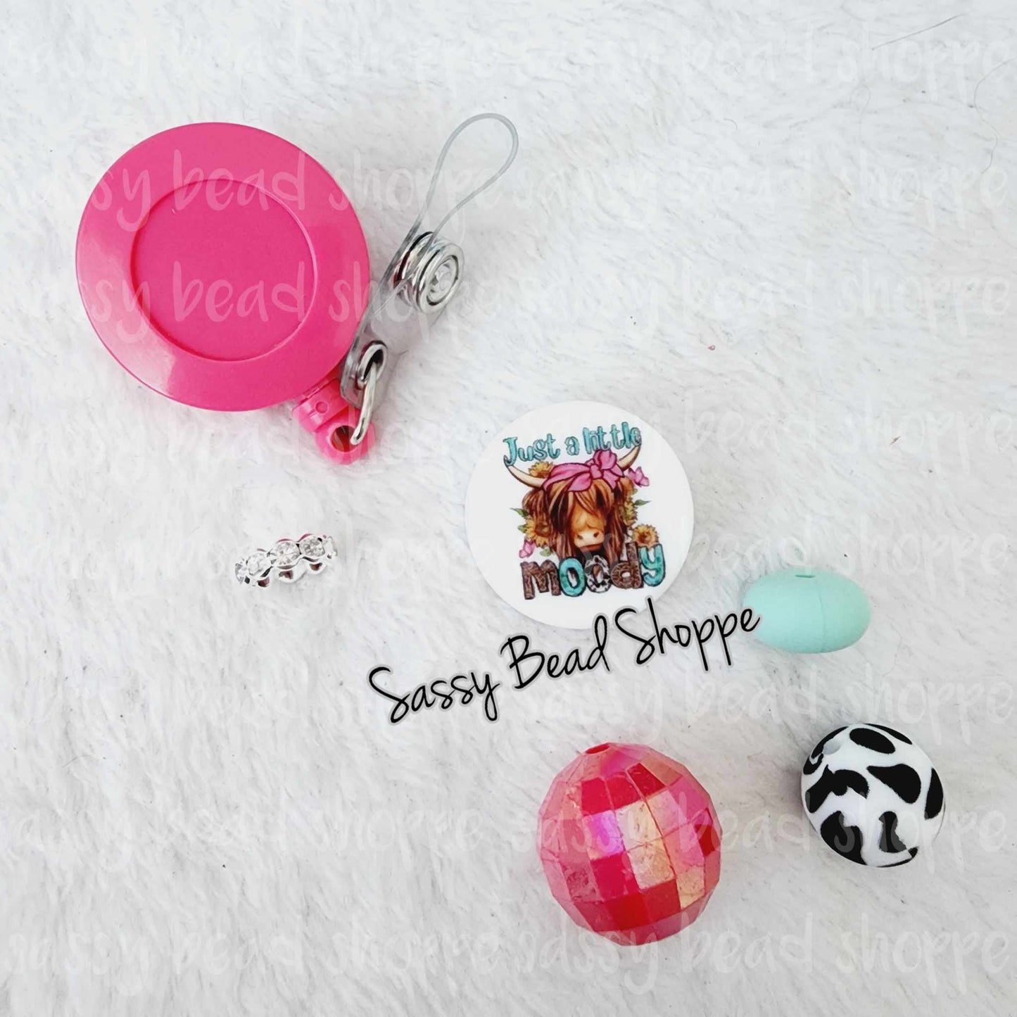 Sassy Bead Shoppe Moody Girl Badge Reel What you will receive in your kit