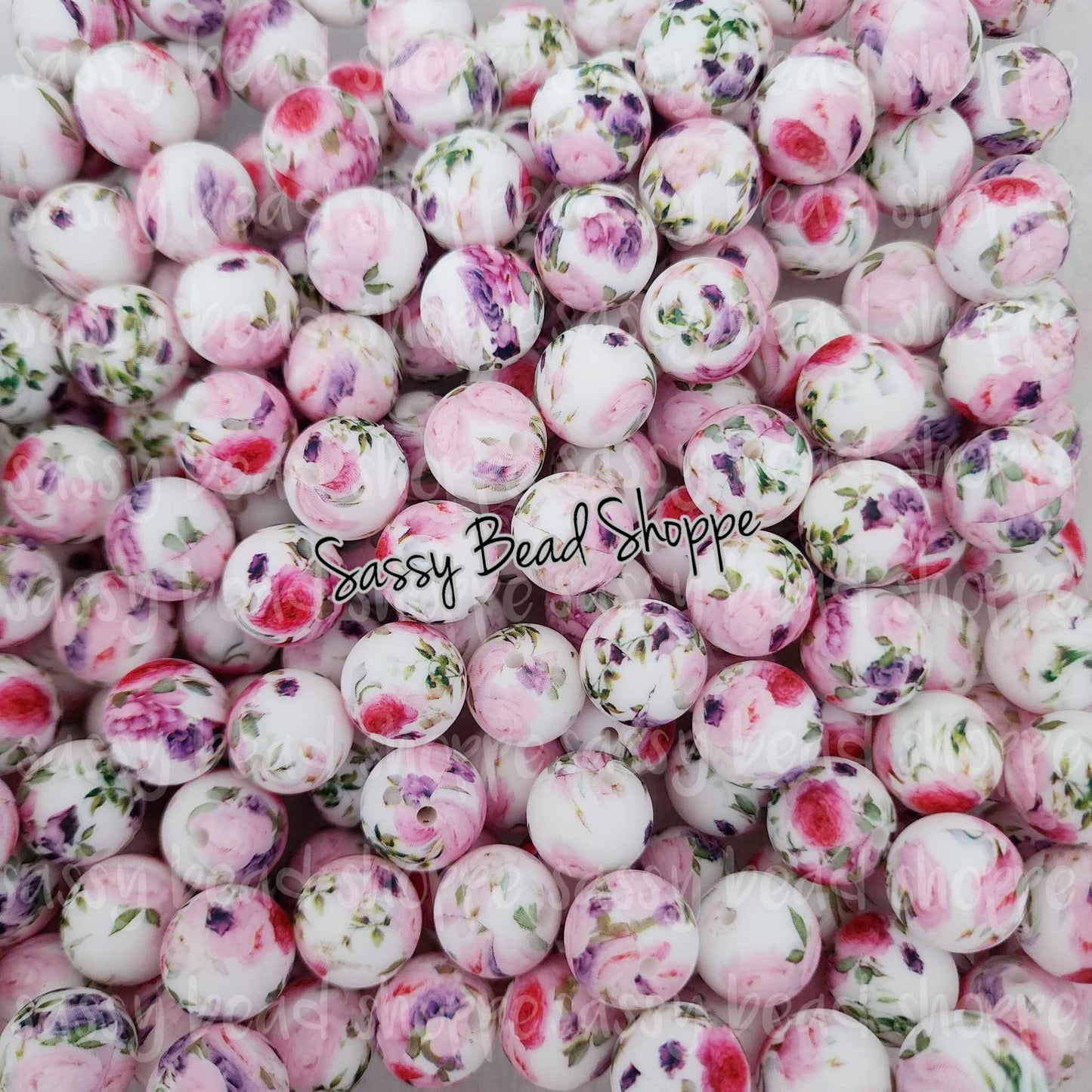 15mm Pink & Purple Flowers Silicone Beads - Sassy Bead Shoppe