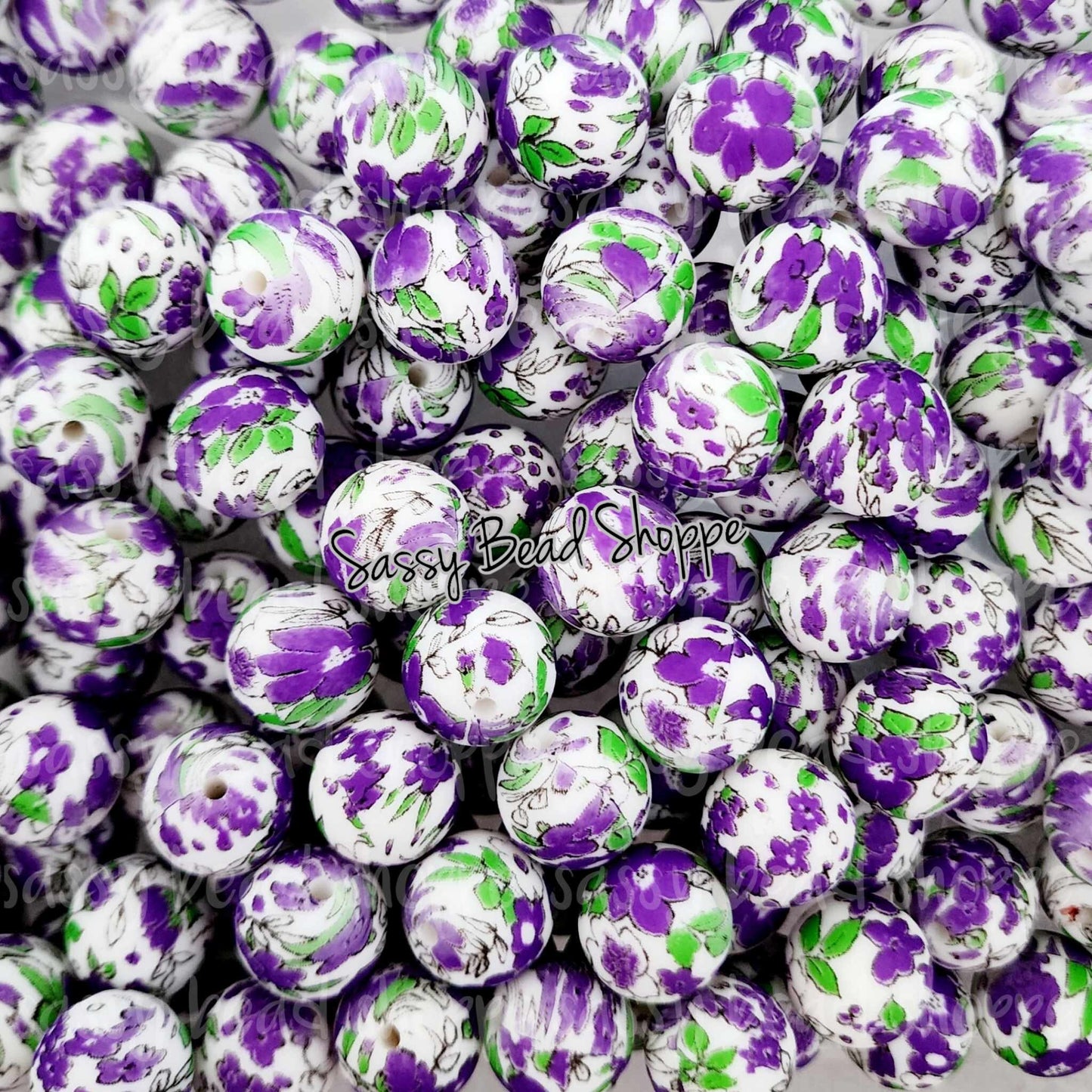 15mm Purple Flower Silicone Beads - Sassy Bead Shoppe