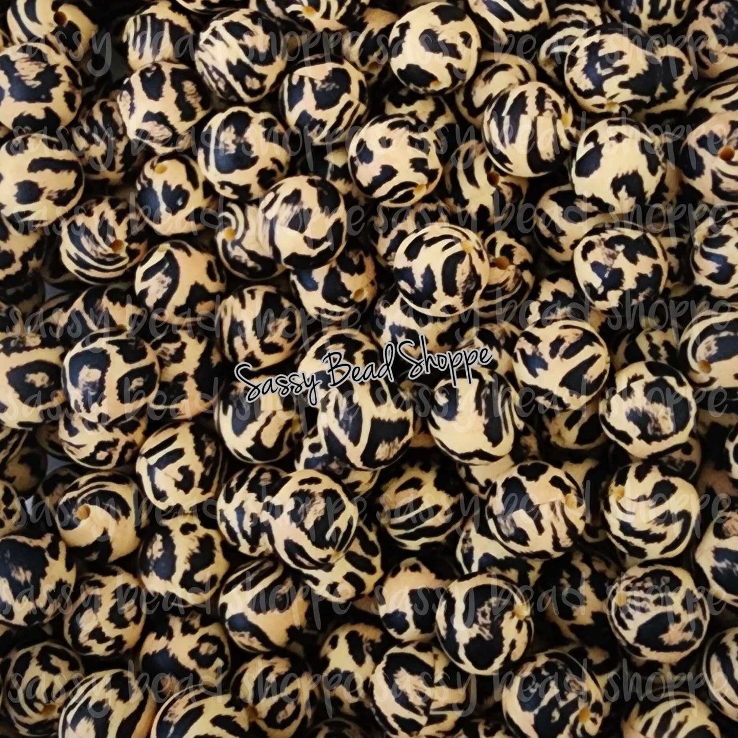15mm Orange Cheetah Silicone Beads - Sassy Bead Shoppe