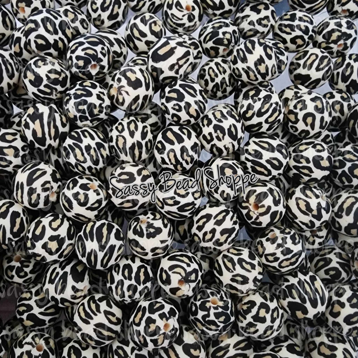 15mm Cream Leopard Silicone Beads - Sassy Bead Shoppe