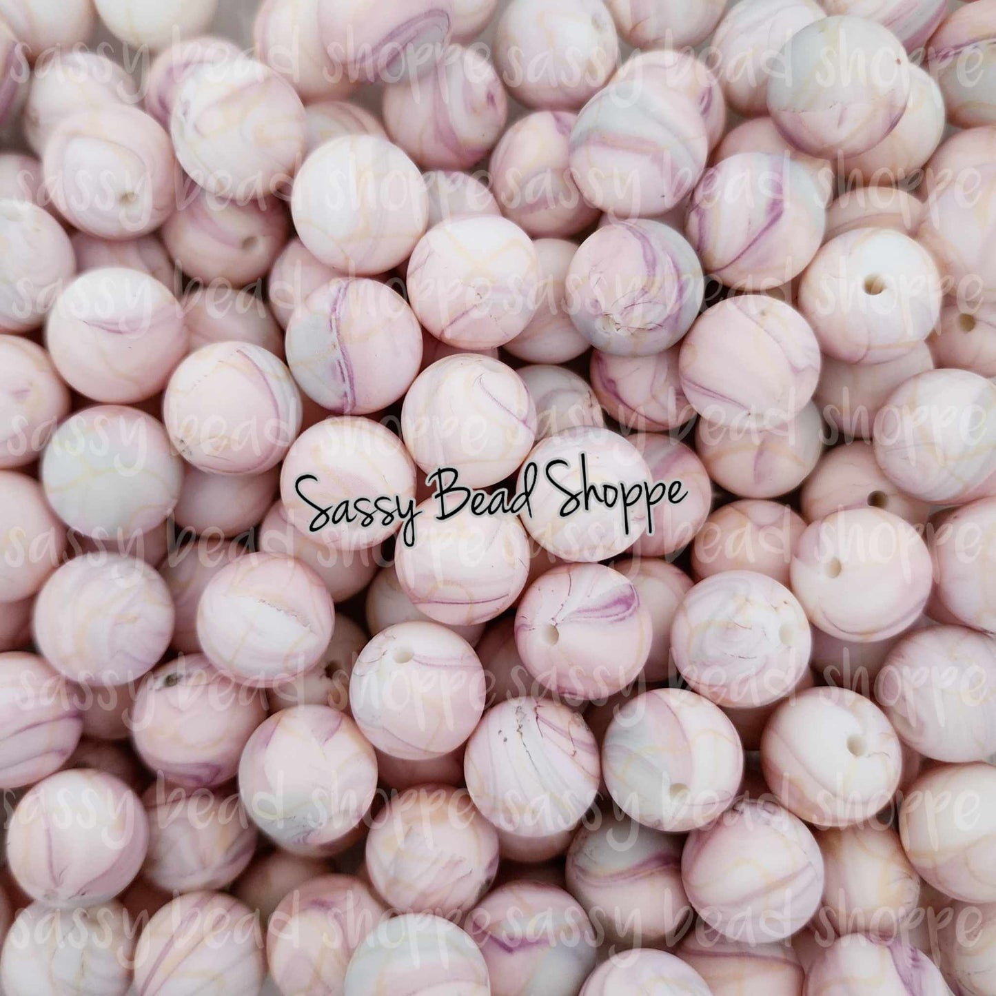 15mm Pink Marble Swirl Silicone Beads - Sassy Bead Shoppe