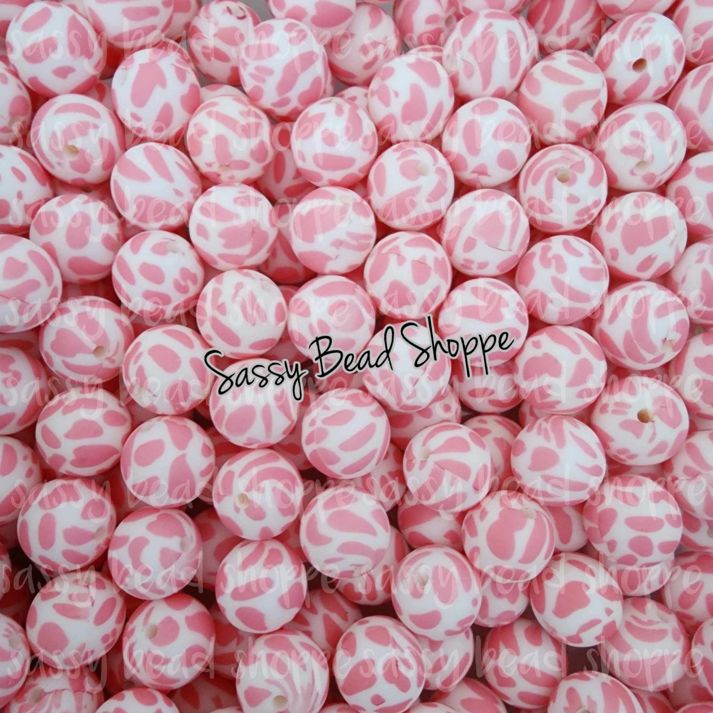 15mm Pink Cow Silicone Beads - Sassy Bead Shoppe