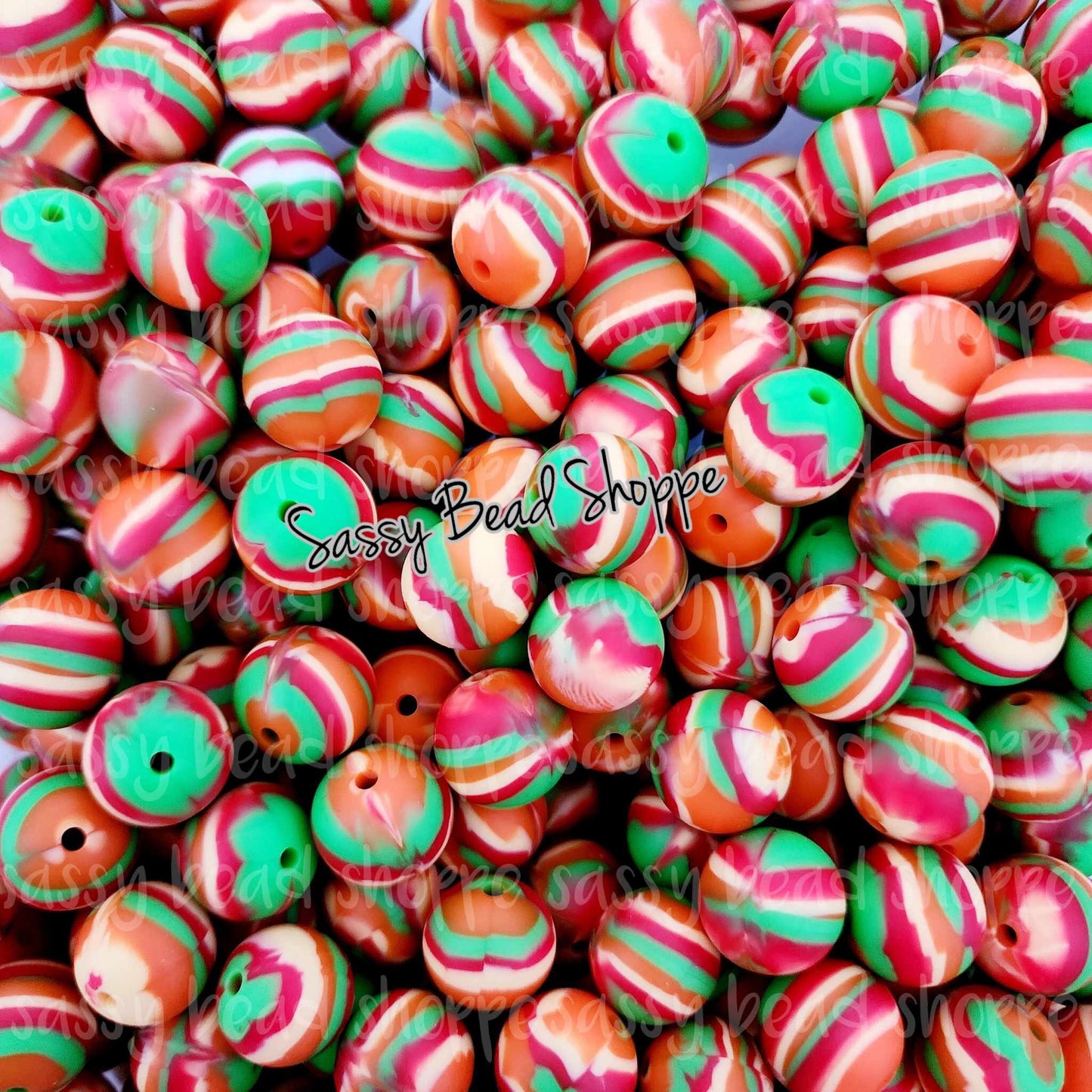 15mm Citrus Swirl Silicone Beads - Sassy Bead Shoppe
