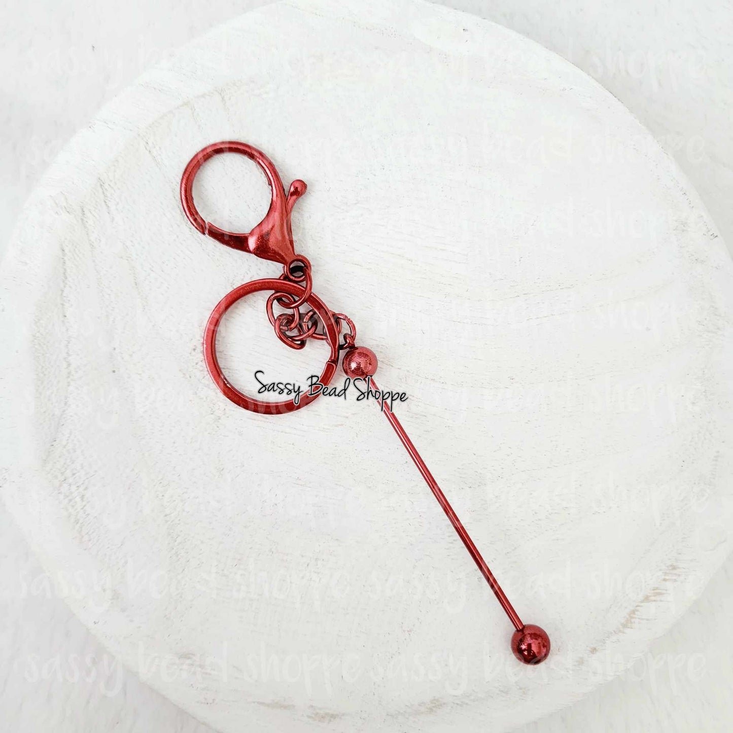 Sassy Bead Shoppe Red Plated Beadable Keychain