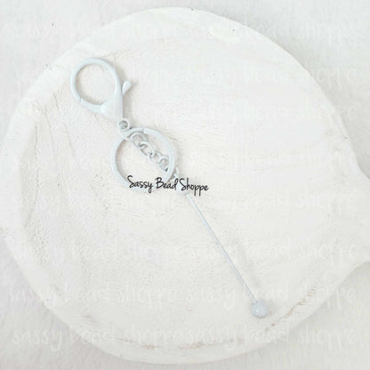 Sassy Bead Shoppe White painted beadable keychain