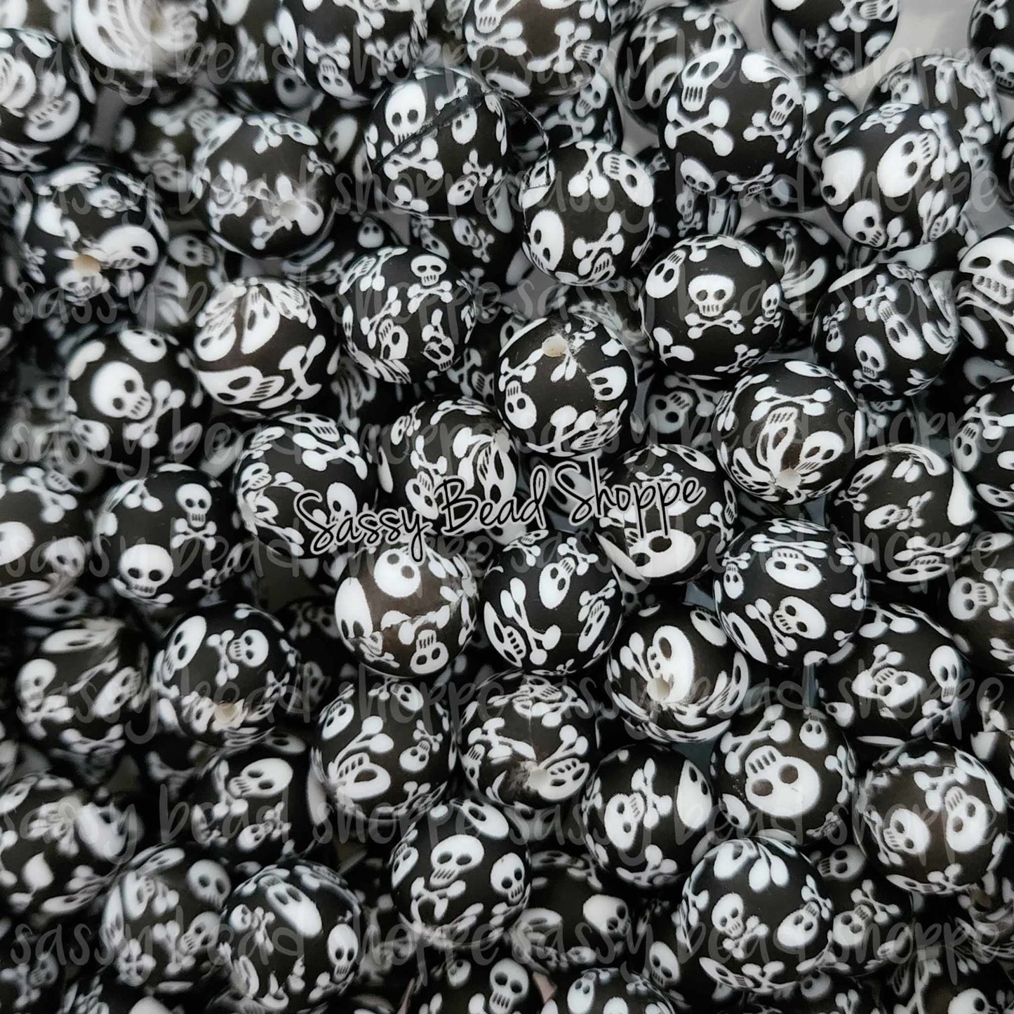 15mm Skull & Crossbones Silicone Beads - Sassy Bead Shoppe