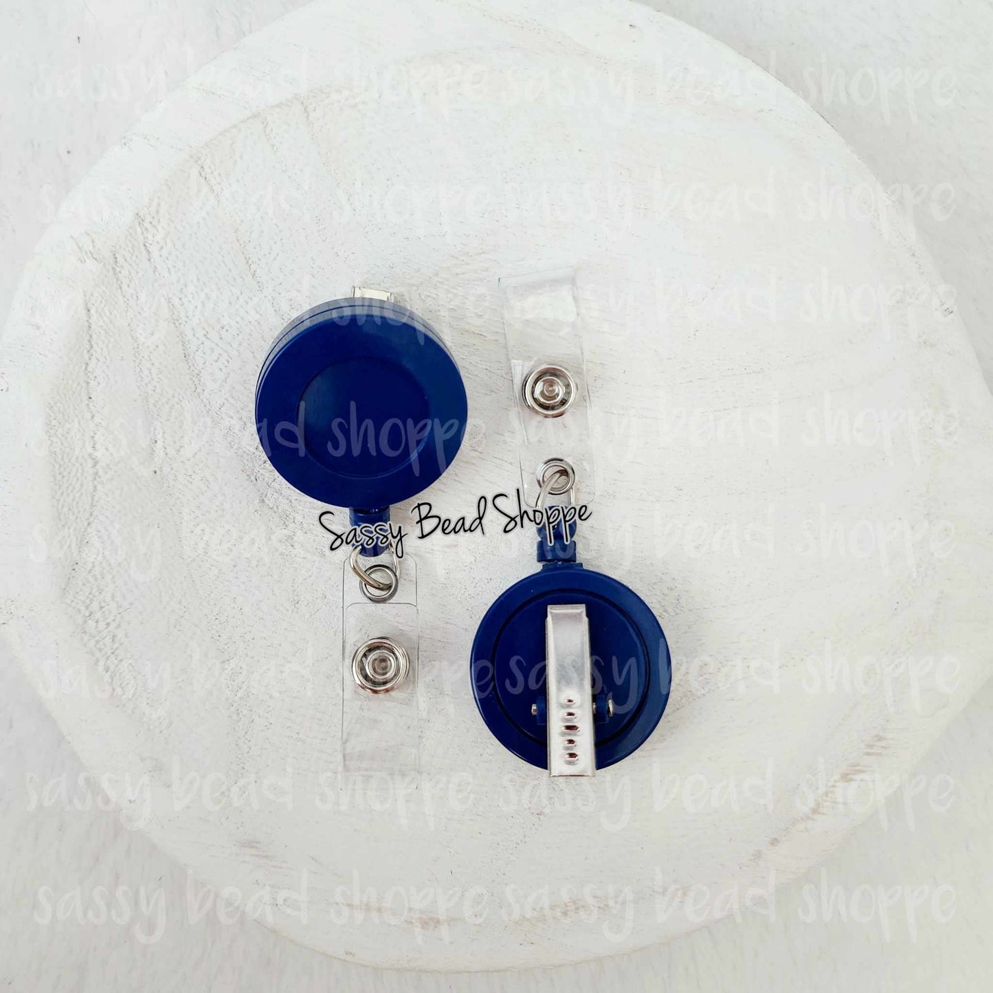 Navy Badge Reel - Sassy Bead Shoppe